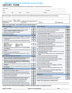 Preparticipation Physical Evaluation Form