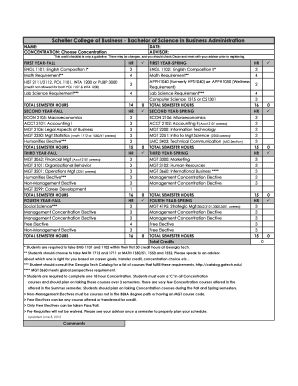 Bachelor of Science in Business Administration Credit Checklist