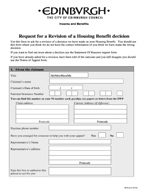 Housing Benefit Revision Request Form