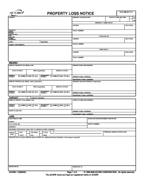 Property Loss Notice Form
