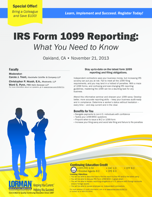 IRS Form 1099 Reporting Seminar