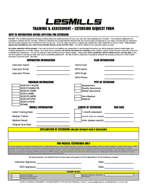 Les Mills Assessment Extension Request Form