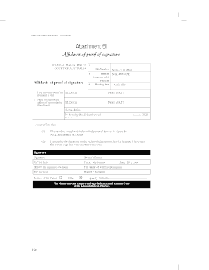 Affidavit of Proof of Signature