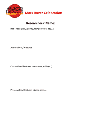 Mars Rover Research Form