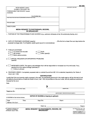California Media Request to Photograph, Record, or Broadcast