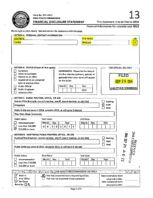 Ohio Ethics Commission Financial Disclosure Statement