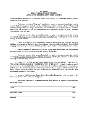 Section 8 Lease Addendum for Drug-Free Housing
