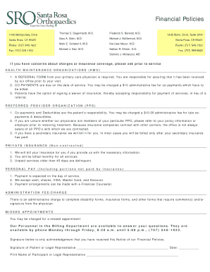 Healthcare Financial Policies Notice