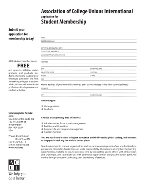 ACUI Student Membership Application