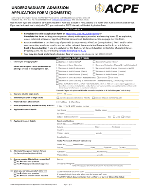 ACPE Undergraduate Admission Application Form
