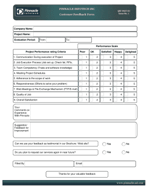 Project Performance Evaluation Form