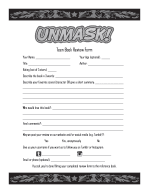 Teen Book Review Form