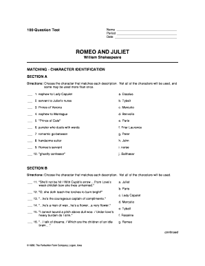 Romeo and Juliet Quiz
