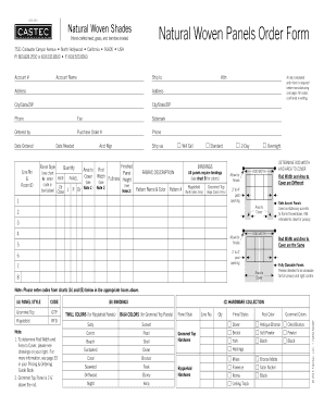 Natural Woven Panels Order Form