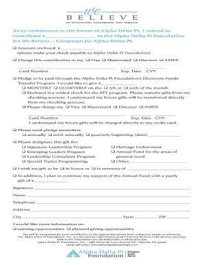 Alpha Delta Pi Foundation Donation Form