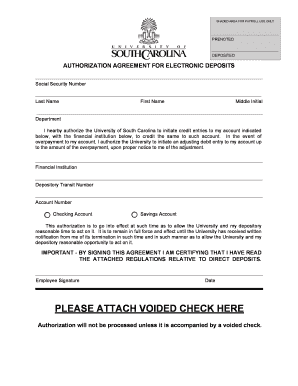 Authorization Agreement for Electronic Deposits