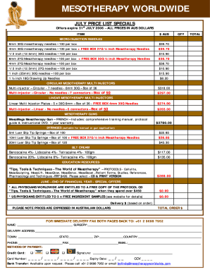 JULY PRODUCT PRICE LIST - mesotherapyworldwidecom