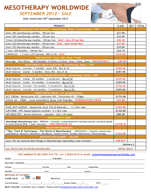 SEPTEMBER 12 PRODUCT PRICE LIST