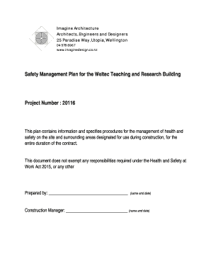 Whs management plan template - Safety Management Plan for the Weltec Teaching and Research - ucviden