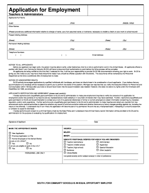 Application for Employment Teachers & Administrators