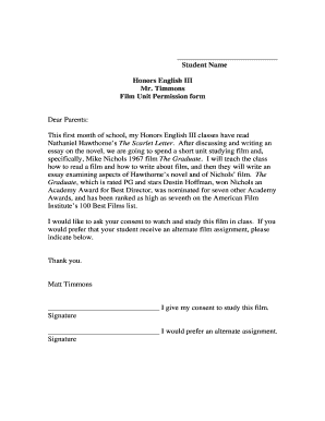 Film Unit Permission Form