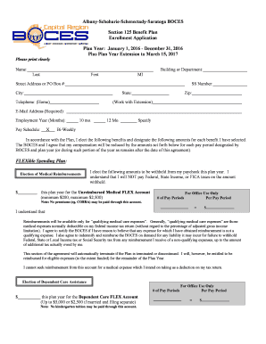 Albany-Schoharie-Schenectady-Saratoga BOCES Section 125 Benefit Plan Enrollment Application