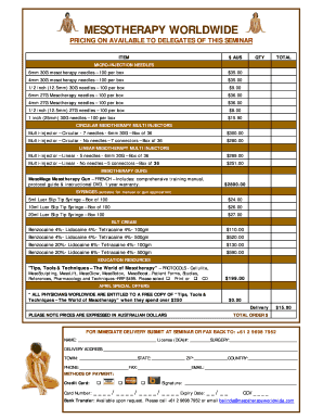 Mesotherapy Worldwide Order Form