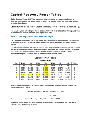 Capital Reery Factor Table Fill