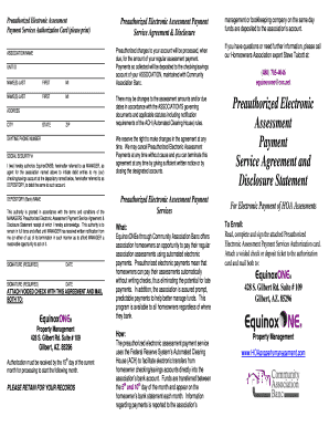 Preauthorized Electronic Assessment Payment Agreement