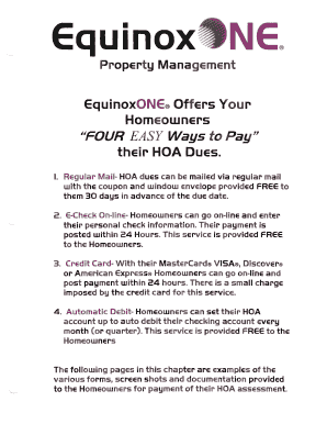 EquinoxONE HOA Dues Payment Form