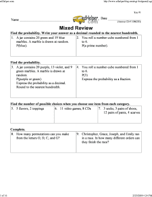 Math Probability Worksheet
