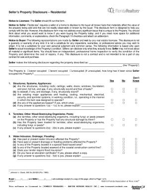 Florida Residential Property Disclosure Form