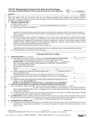 Florida AS IS Residential Contract For Sale And Purchase