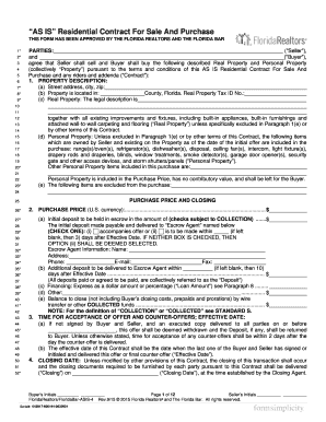 Florida AS IS Residential Contract For Sale And Purchase