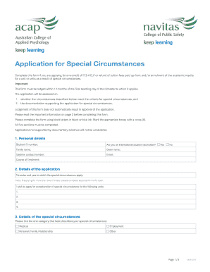 Application for Special Circumstances