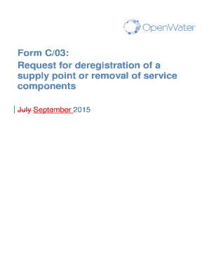 Form C/03: Supply Point Deregistration Request