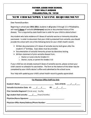 Pennsylvania Varicella Vaccination Requirement Notice