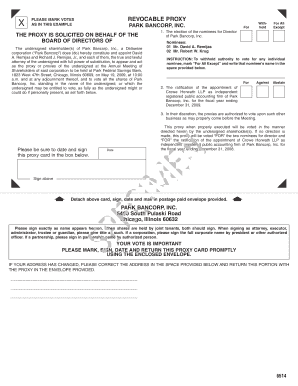 Park Bancorp Proxy Voting Form