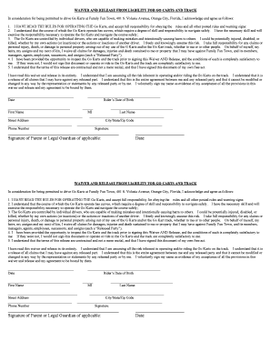 Waiver and Release for Go Karts