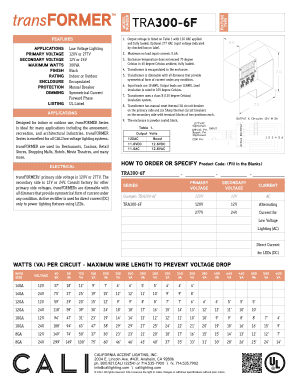 Transformer Specification Form