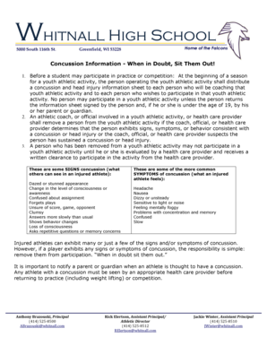 Whitnall High School Concussion Consent Form