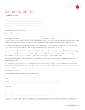 Vodafone Postpaid to Prepaid Migration Form