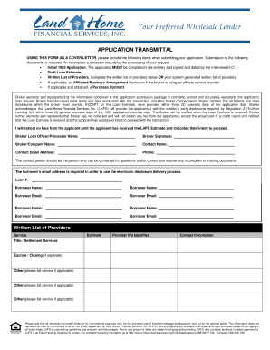 Loan Application Transmittal Form