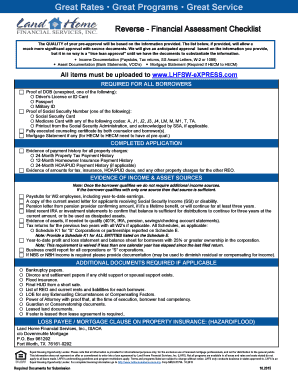 Reverse Mortgage Financial Assessment Checklist