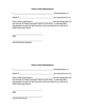 Field Trip Permission Form