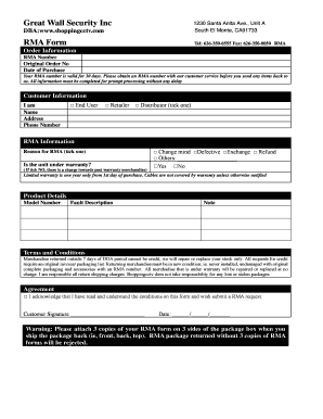 RMA Request Form