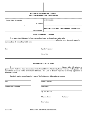 Designation and Appearance of Counsel