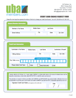 Credit Card Change Request Form