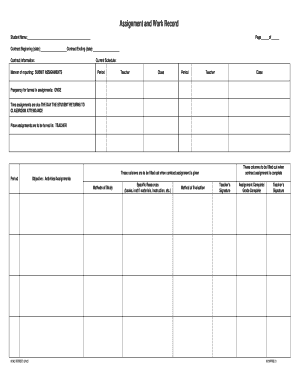 Student Assignment and Work Record