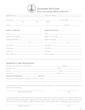 Early Childhood Medical Report